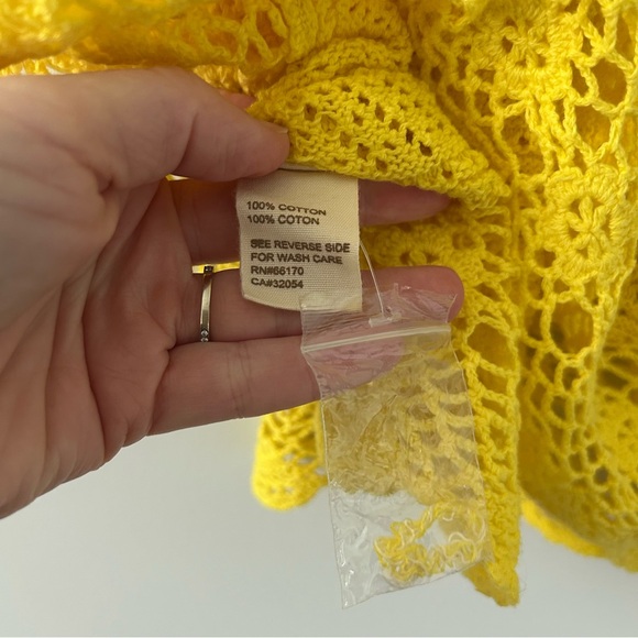 Free People Yellow Cream Stripe Ombre Crochet Knit Y2K Sleeveless Tank M NWT - Picture 7 of 9